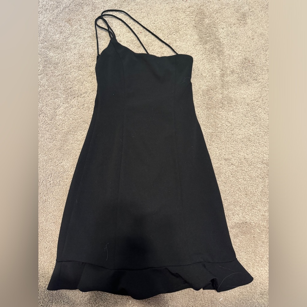 Black casual one shoulder dress
